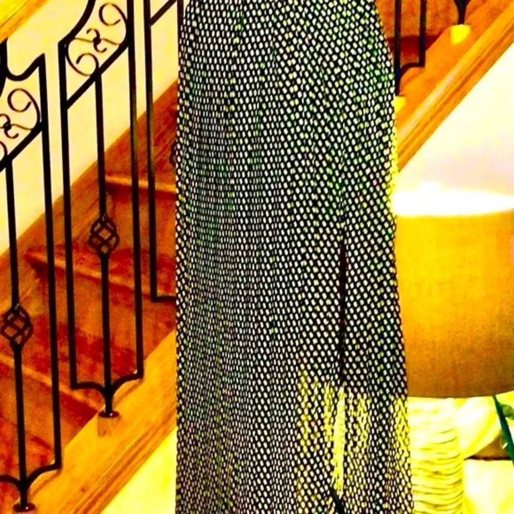 MICHAEL KORS YELLOW & BLACK POLKA DOT PLEATED MINI MAXI SKIRT W/FRONT SLIT NWT
